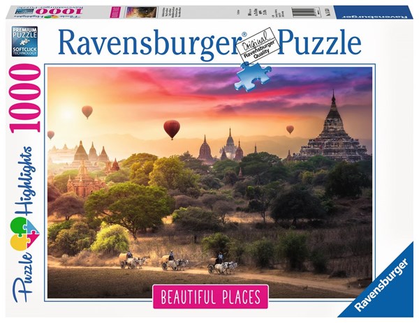 Ravensburger (15153) - "Hot Air Balloons over Myanmar" - 1000 brikker puslespil