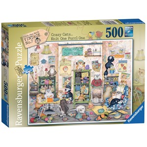 Ravensburger (14823) - Linda Jane Smith: "Knit one, Purrl one" - 500 brikker puslespil