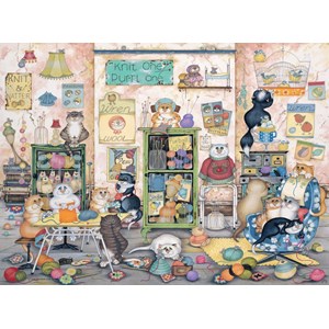 Ravensburger (14823) - Linda Jane Smith: "Knit one, Purrl one" - 500 brikker puslespil