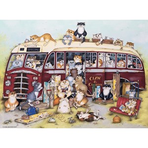 Ravensburger (14750) - Linda Jane Smith: "Crazy Cats Vintage Bus" - 500 brikker puslespil