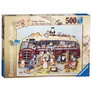 Ravensburger (14750) - Linda Jane Smith: "Crazy Cats Vintage Bus" - 500 brikker puslespil
