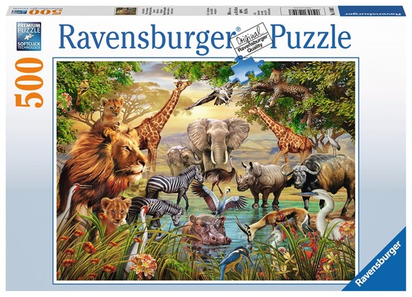 Ravensburger (14809) - "Animals at the Waterhole" - 500 brikker puslespil