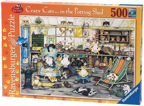 Ravensburger (14135) - Linda Jane Smith: "Crazy Cats in the Potting Shed" - 500 brikker puslespil