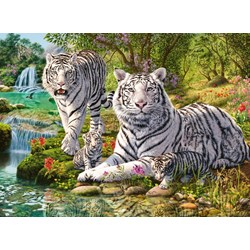 Ravensburger (14793) - "Familie af hvide tigre" - 500 brikker puslespil