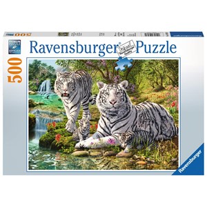 Ravensburger (14793) - "Familie af hvide tigre" - 500 brikker puslespil