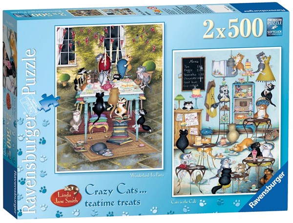 Ravensburger (14075) - Linda Jane Smith: "Crazy Cats Tea Time Treats" - 500 brikker puslespil
