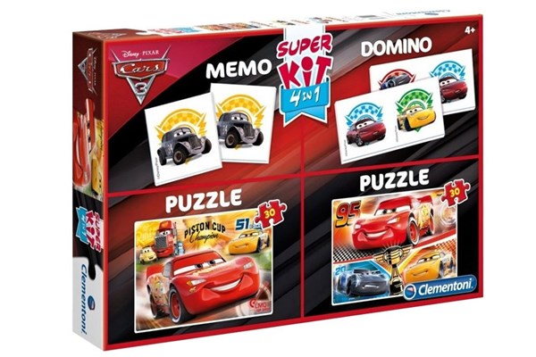 Clementoni (08215) - "Cars 3 + Memo + Domino" - 30 brikker puslespil