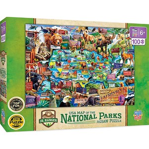 MasterPieces (11942) - "National Parks Map Right Fit" - 100 brikker puslespil