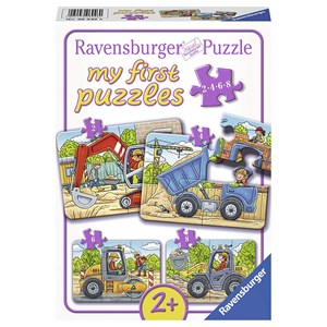 Ravensburger (06946) - "Byggeplads køretøjer" - 2 4 6 8 brikker puslespil