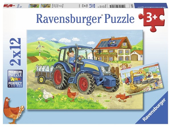 Ravensburger (07616) - "På byggepladsen og bondegården" - 12 brikker puslespil