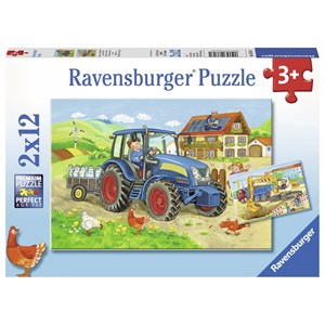 Ravensburger (07616) - "På byggepladsen og bondegården" - 12 brikker puslespil