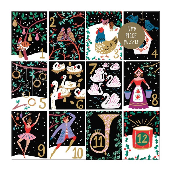 Chronicle Books / Galison (9780735356894) - "Twelve Days of Christmas" - 500 brikker puslespil