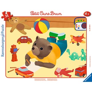 Ravensburger (06168) - "Lille brunbjørn spiller i sit værelse" - 34 brikker puslespil