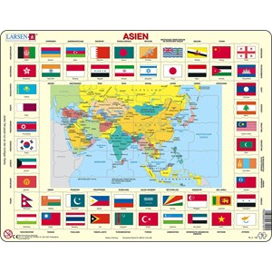 Larsen (KL2-DE) - "Map/Flag, Asia" - 70 brikker puslespil