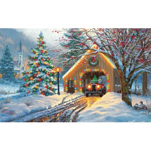 SunsOut (53015) - "Covered Bridge at Christmas" - 300 brikker puslespil