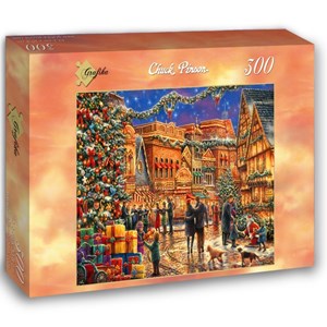 Grafika (02904) - Chuck Pinson: "Christmas at the Town Square" - 300 brikker puslespil