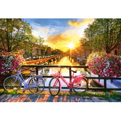 Castorland (C-104536) - "Picturesque Amsterdam With Bicycles" - 1000 brikker puslespil