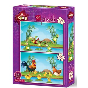Art Puzzle (4496) - "Animals and Babies" - 35 60 brikker puslespil