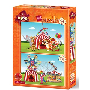 Art Puzzle (4491) - "The Circus and The Fun Fair" - 24 35 brikker puslespil