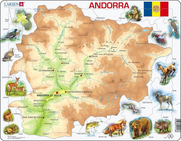 Larsen (A26-CT) - "Andorra Physical Map - CT" - 54 brikker puslespil