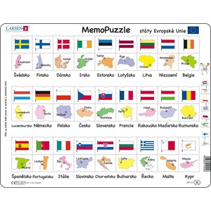 Larsen (GP2-CZ) - "Names, Flags and Capitals of 27 EU Member States - CZ" - 54 brikker puslespil
