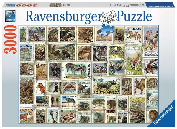 Ravensburger (17079) - "Animal Stamps" - 3000 brikker puslespil