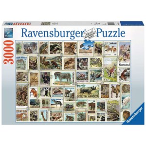 Ravensburger (17079) - "Animal Stamps" - 3000 brikker puslespil
