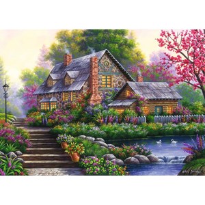 Ravensburger (15184) - "Romantisk hytte" - 1000 brikker puslespil