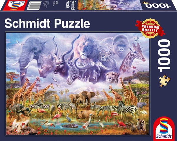 Schmidt Spiele (58356) - "Animals at the Waterhole" - 1000 brikker puslespil