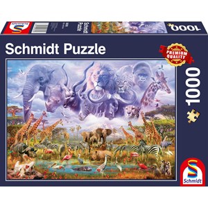 Schmidt Spiele (58356) - "Animals at the Waterhole" - 1000 brikker puslespil