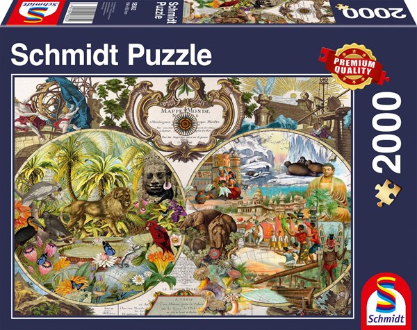 Schmidt Spiele (58362) - "Exotic World Map" - 2000 brikker puslespil