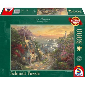 Schmidt Spiele (59482) - Thomas Kinkade: "The Village Lighthouse" - 3000 brikker puslespil