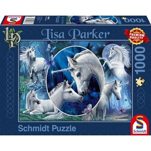 Schmidt Spiele (59668) - Lisa Parker: "Charming Unicorns" - 1000 brikker puslespil