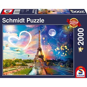 Schmidt Spiele (58941) - "Paris, Day and Night" - 2000 brikker puslespil