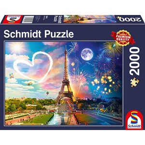 Schmidt Spiele (58941) - "Paris, Day and Night" - 2000 brikker puslespil