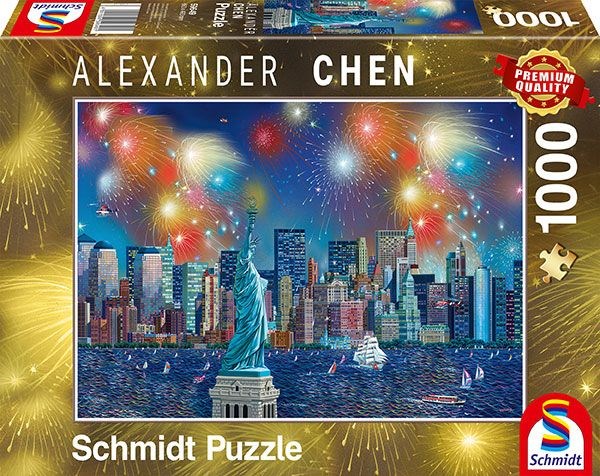 Schmidt Spiele (59649) - Alexander Chen: "Statue of Liberty with Fireworks" - 1000 brikker puslespil