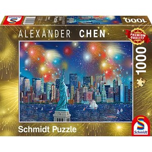 Schmidt Spiele (59649) - Alexander Chen: "Statue of Liberty with Fireworks" - 1000 brikker puslespil