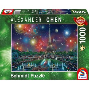 Schmidt Spiele (59651) - Alexander Chen: "Fireworks at the Eiffel Tower" - 1000 brikker puslespil