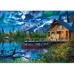 Schmidt Spiele (58365) - "Mountain Lake in the Moonlight" - 500 brikker puslespil