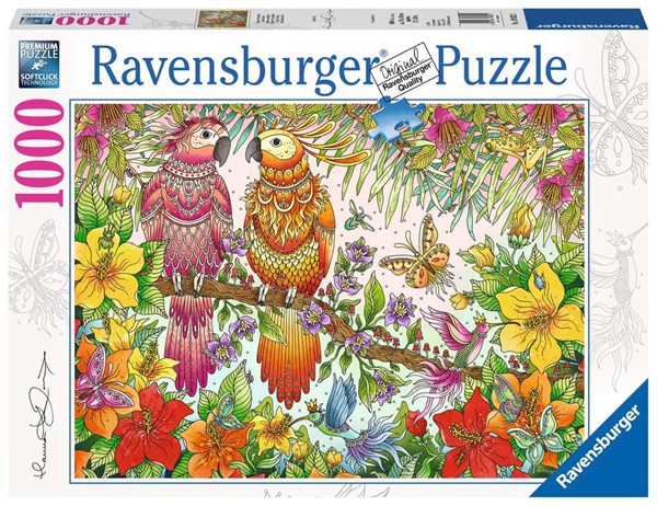 Ravensburger (19822) - "Fugle Og Blomster" - 1000 brikker puslespil