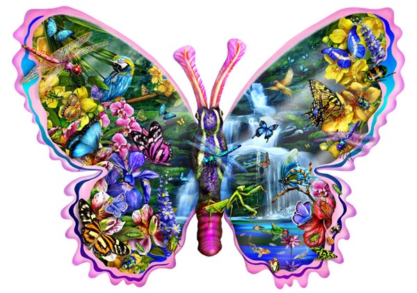 SunsOut (95234) - Lori Schory: "Butterfly Waterfall" - 850 brikker puslespil