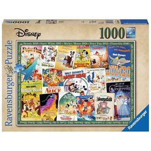 Ravensburger (19874) - "Disney, Vintage Movie Poster" - 1000 brikker puslespil