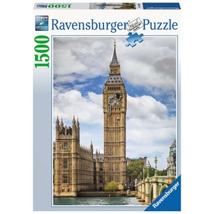 Ravensburger (16009) - "Funny cat on Big Ben" - 1500 brikker puslespil
