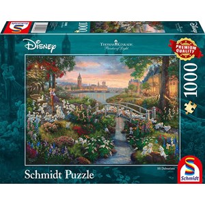 Schmidt Spiele (59489) - Thomas Kinkade: "101 Dalmatians" - 1000 brikker puslespil