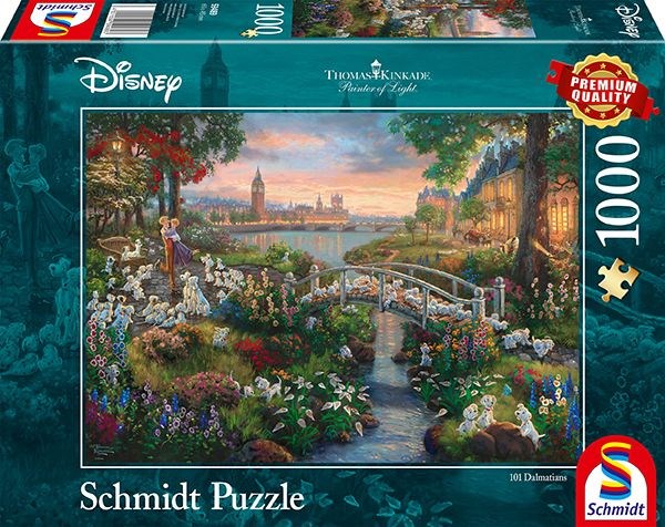 Schmidt Spiele (59489) - Thomas Kinkade: "101 Dalmatians" - 1000 brikker puslespil