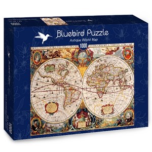 Bluebird Puzzle (70246) - "Antique World Map" - 1000 brikker puslespil
