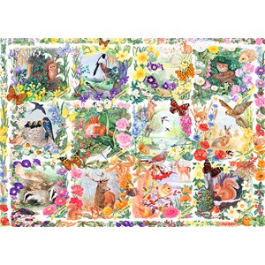 Falcon (11190) - "Natur Kalender Med Dyr" - 1000 brikker puslespil