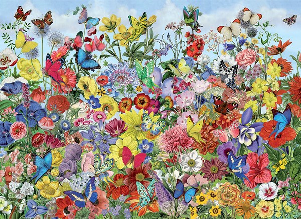 Cobble Hill (80032) - Barbara Behr: "Butterfly Garden" - 1000 brikker puslespil