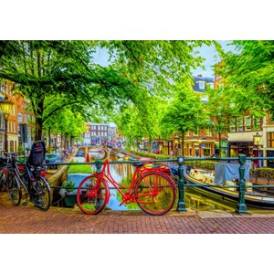 Bluebird Puzzle (70211) - "Red Bike in Amsterdam" - 1000 brikker puslespil