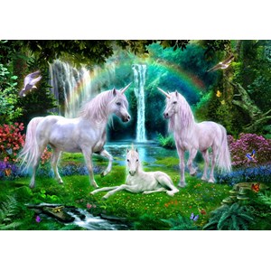 Bluebird Puzzle (70193) - "Rainbow Unicorn Family" - 1000 brikker puslespil